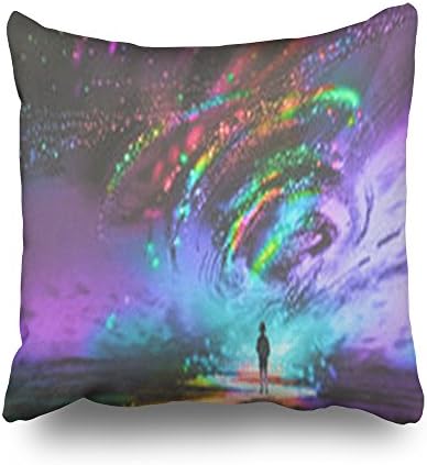 Sneeepee Little Girl Standing Front Fantasy Cosmic Storm Art Throw Pillows Custom Home Decorative Sofa Square Pillowcase 18x18 Inches Two Sides Cushion Covers Zippered Design