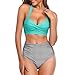 Flyalone❤️Women Vintage Swimsuit Two Piece Retro Halter Ruched High Waist Print Bikini Setthumb 1
