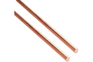 DIYDIYSHOP 12-Inch Length Pure Copper Round Rod 1/4" Dia(6.35mm),99.9% Solid Copper Rod,Used for Metal Working and Metal DIY Process(1/4"x12",2 Pcs)