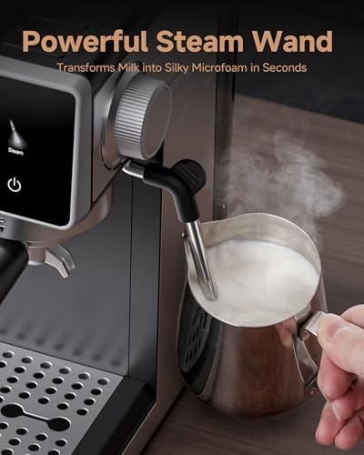 AMZCHEF Bean to Cup Coffee Machines 20 Bar - 20 Grind Settings & 3-Temp Control, Hot/Cold Brew Coffee Machine with Grinder with Color Touchscreen