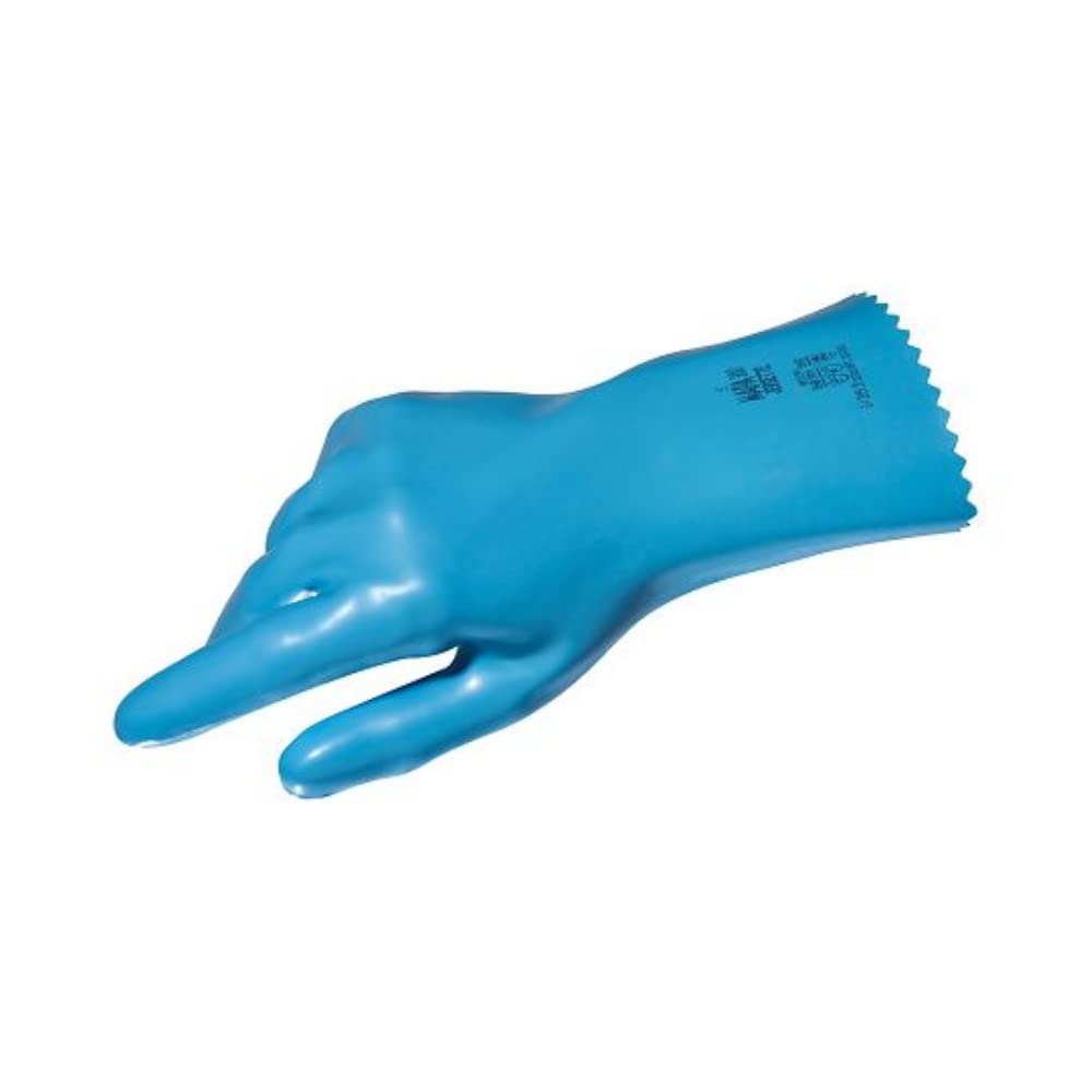 MAPA Professional JERSETTE 300 – Latex Chemical Gloves, Liquid Proof, Cleaning and Construction Gloves, Blue, Size 7 Protective Gloves (1 Pair)
