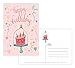 One Jade Lane - Whimsical - Happy Birthday POSTCARDS (Self-mailer) - 40 Cards - Heavy Stock - 4 Designs, 10 of each - Postage Saver.