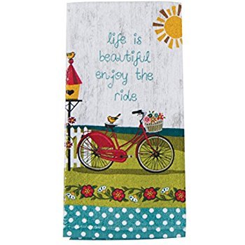 Kay Dee 4 Piece Kitchen Set - 2 Terry Towels, Oven Mitt, Potholder (Enjoy the Ride)