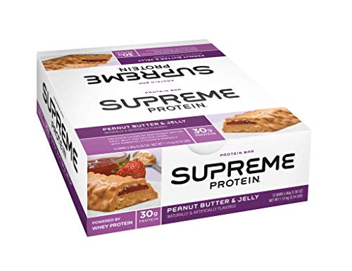 Supreme Protein 30g Protein Bar, Peanut Butter & Jelly, 3.38 fl oz, (12 Count)