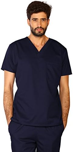 LifeThreads Classic Men's Scrub Top - Antimicrobial - Fluid Resistant - Navy Blue - XXX-Large