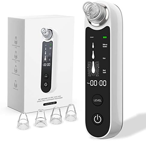 Eunon Blackhead Remover Pore Vacuum - Upgraded Strong Suction Rechargeable Electric Blackheads Removal Tool Pore Cleaner Zit Popper Comedone Acne Pimple Extractor with LCD Dispaly, Unisex