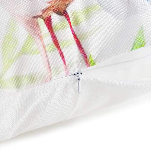 Johouse 4PCS Flamingo Throw Pillow Covers Decorative Tropical Leaves Toucan Parrot Pattern Cushion Covers for Patio Sofa Couch Summer Holiday Home Decoration,18 X 18 Inch