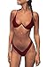 PiePieBuy Top Fashion Sexy Tie Side Pantie Triangle Thong Push Up Bikini Bandeau Swimsuit African Dashiki ((M, Wine Red)