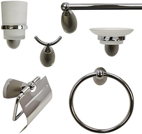 LADA 77946 6PC Neva Die-Cast Metal Bath Accessory Set Brushed Nickel/Chrome