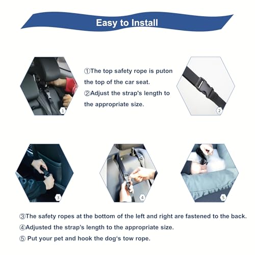 KAPEICamper Pet Dog Car Booster Seat for 2 Small Dogs, Portable Pet Travel Safety Car Seat, Waterproof Dog Travel Bed Bag, Portable Folding Carrier with Seat Belt Removable/Adjustable (Black, Medium)