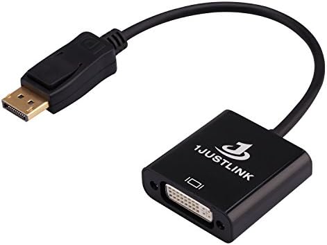 1JUSTLINK Gold Plated DP to DVI Cable Adappter 1080P DisplayPort to DVI Male to Female Adapter Converter Connector Cable Black for HDTV Displayer Monitor