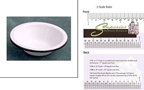 Dollhouse Miniature Dish Pan, White Enamel W/black Trim