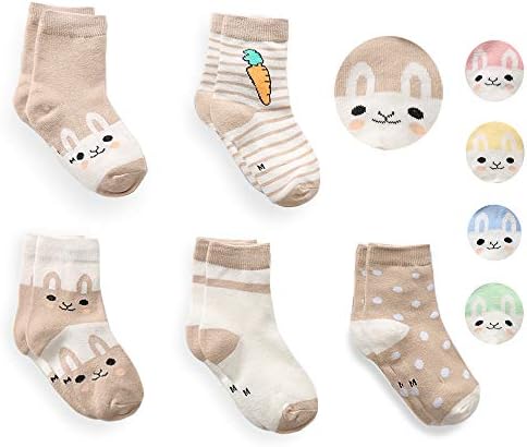 Cute Animal Cotton Crew Socks for Boys and Girls 5 Pair Pack,Baby Toddlers and Kids Age from 1 Year to 8 Years
