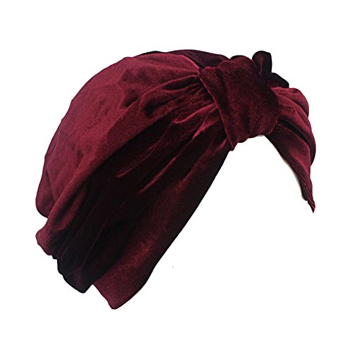 Decou Solid Color Twist Pleated Hair Wrap Stretch Turban 051A (Wine)