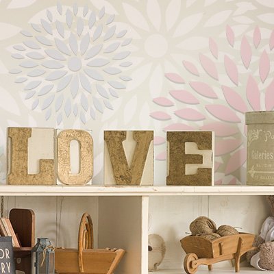 Stencil Wall Floral 003 Flowers. Approximate size: Exterior of Stencil: 30 x 30 cm (11,8 x 11,8 inch) Measurement of Design: 28 x 28 cm (11 x 11 inch)