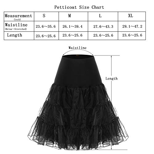 BAOMOSI Women's 50s Vintage Petticoat Skirts Crinoline Tutu Underskirts Black XL - Thumbnail 2