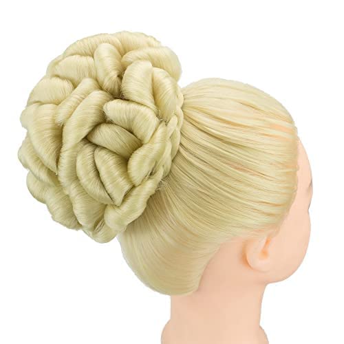 IMISSU Large Size Braided Messy Curly Hairstyle Scrunchies Chignon Dancer Hair Cover Donut Hairpiece Hair Buns Wig Updo for Party (613 Blonde)