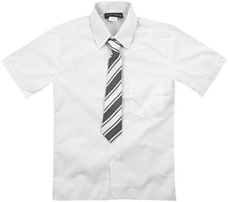 Luca Gabriel Toddler Boy's Short Sleeve Formal Button Down Dress Shirt &amp; Tie Set - White Size 8