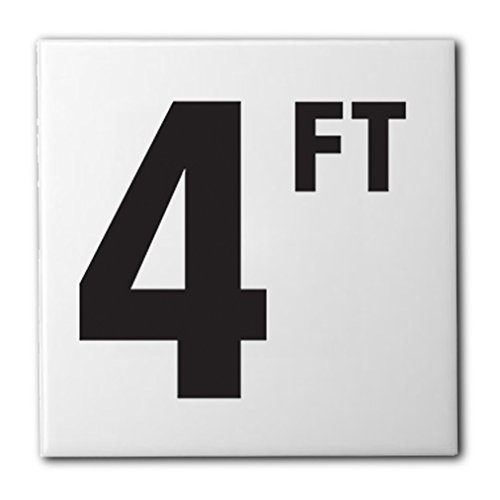 Ceramic Swimming Pool Waterline Depth Marker "4 FT" Smooth Finish, 4 inch Font