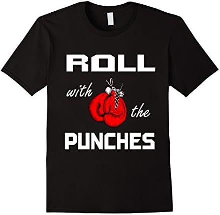 Mens Roll with the punches boxing gloves tshirt XL Black