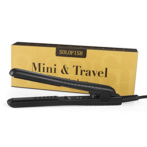 Mini Hair Straightener, 1/2 Inch Titanium Flat Curling Iron for Travel, Professional Mens Hair Straightening Plate, Effective for Bangs Short and Thin Hair