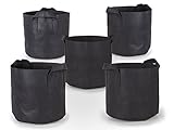 247Garden 5-Pack 7 Gallon Grow Bags/Aeration Fabric Pots w/Handles (Black)