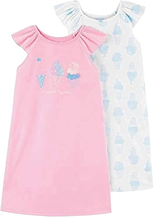 Carter's Girls 2Pack Nightgowns (45, Pink/Blue) Clothing
