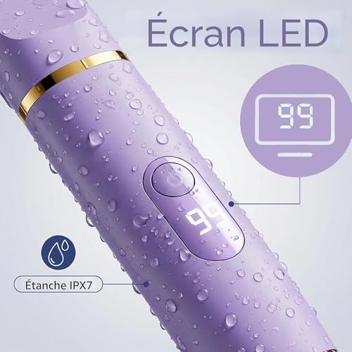 XkuiHF 5 in 1 Women's Electric Shaver, Wet/Dry Trimmer, IPX7 Waterproof, Female Intimate Trimmer for Face, Armpits, Legs, Arms and Bikini (Purple)