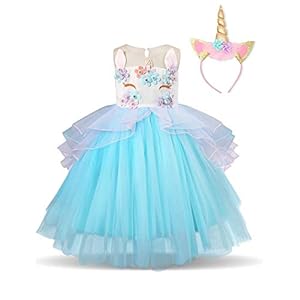 Disfraz Unicornio, Chica, Volantes, Fiesta De Cosplay, Boda, Partido,Vestido De Princesa,Flor