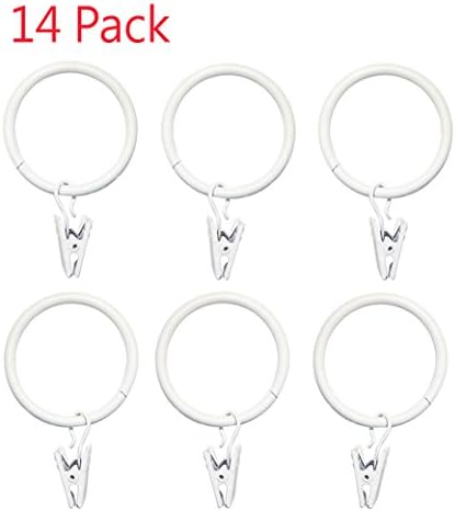 1 inch White Metal Curtain Clip Rings Interior Diameter White Curtain Ring,Set of 14