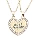 MJartoria BFF Necklace for 2, Best Friend Necklaces Cute Design Valentines Day Gifts Matching Heart Pendant Friendship Necklaces (Gold, Best Friends)