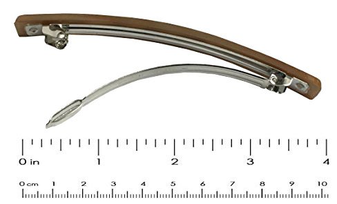 Parcelona French Long and Thin Beige Brown Shell Celluloid Hair Clip Barrette