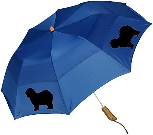 Peerless 43" Arc auto open folding umbrella with Old English Sheepdog Silhouette