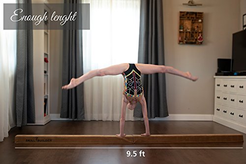Foldable Gymnastics Beams for Home - 9.5 FT EXTRA LONG High-Density Portable Foam Balance Beam for Toddlers to Teens / Kids Gymnastics Equipment / Lightweight Beige Practice Beam / Floor Beam