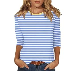 slqdgmryz 3/4 Sleeve Tops for Women Summer Striped