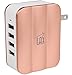 LAX Gadgets SmartPower 4 (30W 4-Port USB Wall Charger) Multi-Port USB Charger with Foldable Plug for iPhone 6s / 6 / 6 Plus, iPad Air 2, Galaxy S6, Note 5 and More (Rose Gold)