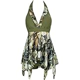 Taiycyxgan Women Halter Tankini Swimsuit Retro Beach Swimdress Plus Size Swimwear M-5xl
