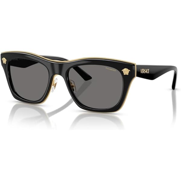 Versace VE4447 GB1/87 Sunglasses Black/Dark Grey Square Shape 55mm
