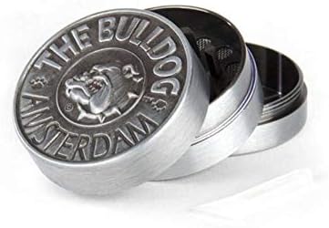 The bulldog 3 part embossed silver metal grinder with diamond shaped teeth for a fine grind, Silver,black,purple, 40 mn - Image 3