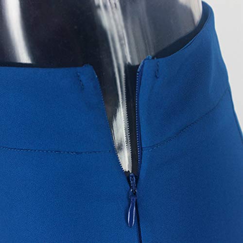 Ohvera Women's Solid Long Sleeve Front Bow Tie Two Piece Blazer Wide Leg Pants Suit Jumpsuit with Collar Blue Medium - Thumbnail 4