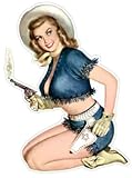 Pin-up art retro sexy pin up pinup girl cowgirl sticker decal 4