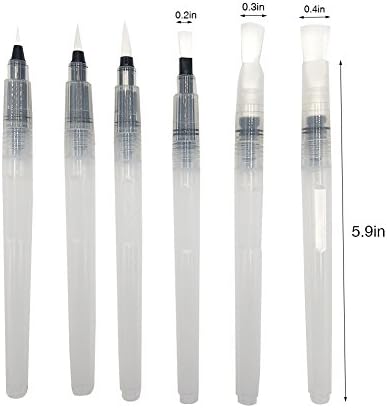 Yuanxia2 6 Pieces Watercolor Brush Pen Water Paintbrush, Assorted Brush Tips (6)