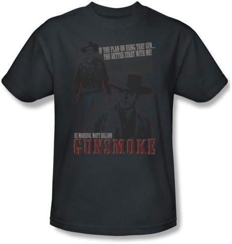 Gunsmoke Us Marshall Matt Dillon Mens Short Sleeve Shirt CHARCOAL LG