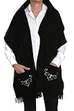 Pembrook Polar Fleece Shawl Wrap Pashmina Scarf – Fringe Trim and Embroidery