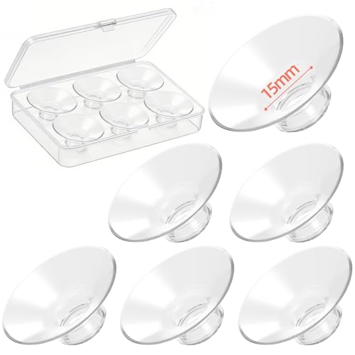 Breast Pump Flange Inserts 6PCS Wide Mouth 15mm, Liquid Silicone Flange Insert for 24mm Shields, Soft Comfort Pumping Inserts Compatible with Momcozy Spectra Medela Elvie Eufy, with Storage Case