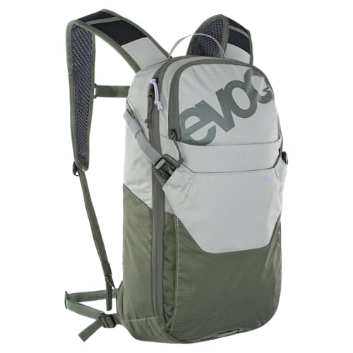 EVOC RIDE 8 bike travel rucksack for trails and other activities (clever pocket management, ventilated with AIR-PAD back padding, incl. 2L HYDRATION BLADDER), Stone Grey/Dark Olive