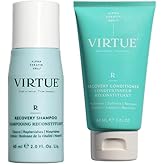 VIRTUE Recovery Sulfate Free Shampoo and Conditioner Set with Keratin and Baobab Seed Oil for Damaged Hair, Travel Size