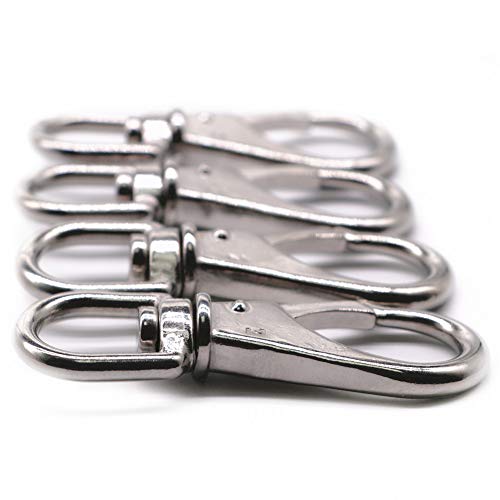 AOWISH 4-Pack Stainless Steel Swivel Eye Snap Hooks (4 x 1-1/2 Inches) Scuba Diving Clips Marine Boat Hardware Spring Buckles for Bird Feeders, Pet Chains, Collars, Keychains and More M6(2#)