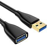 Syncwire USB 3.0 Extension Cable 6.5ft [Gold Plated, Super Speed] A-Male to A-Female Extender Cord with 5Gbps Data Transfer and Charging for Playstation, Xbox, Flash Drive, Keyboard & More - Black