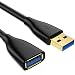 Syncwire USB 3.0 Extension Cable 6.5ft [Gold Plated, Super Speed] A-Male to A-Female Extender Cord with 5Gbps Data Transfer and Charging for Playstation, Xbox, Flash Drive, Keyboard & More - Black